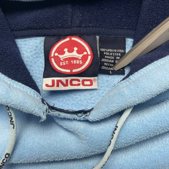 Vintage JNCO Jeans Hoodie baby blue Y2K Sweatshirt size Large - Picture 7 of 7
